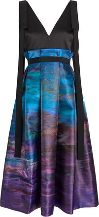 Roksanda Ilincic Runa Printed Satin Midi Dress - Black - 10 (UK10 / S)