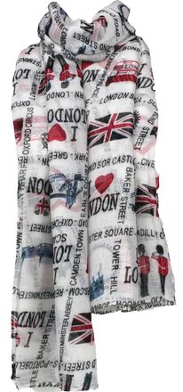 World of Shawls London Souvenir Love London Fashion Print Scarf Wrap Shawl Sarong White