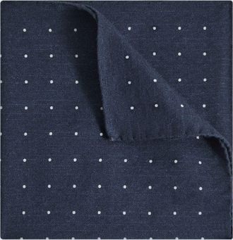 Reiss Navy Cotton-wool Polka Dot Pocket Square, 32x32cm
