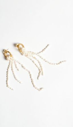 Classicharms Nina Gold Hoop Bead Pearl Tassel Earrings at Nordstrom