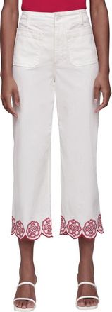Bagatelle Wide Leg Crop Embroidered Pants in Bone/Red at Nordstrom, Size 10