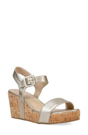 Pelle Moda Wiltz Ankle Strap Platform Wedge Sandal in Platinum Gold at Nordstrom Rack, Size 7.5