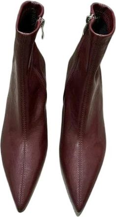 Generic GLDFW Pointed Toe Short Boots Womens Fashion High Heel Short Boot Slope Heel Slim Boot Stylish Versatile Fashion Boot Autumn Black