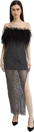 Santa Brands Dress With Feathers - Dames - Avondkleed - Zwart - Xs/S - Katoen - Kleedjes