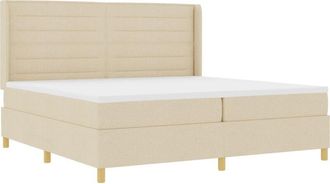 vidaXL Box Spring Bed with Mattress Cream 200 x 200 cm Fabric vidaXL