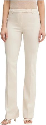 Patrizia Pepe Broeken, Dames, Beige, L, Polyester, Emblem Flared Broeken