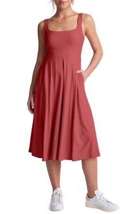 Beyond Yoga Featherweight Square Neck Midi Dress in Faded Rose Heather at Nordstrom Rack, Size Small