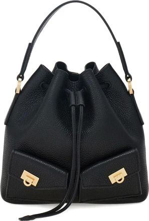 Ferragamo Borsa a secchiello con tasche - Nero