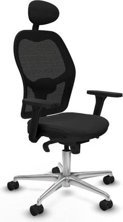 Piqueras y Crespo Piqueras Y Crespo - Jorquera Sincro Malla Negra Similpiel Negro Brazos 3d Base Aluminio Cabecero Fijo Ruedas 65mm Nailon