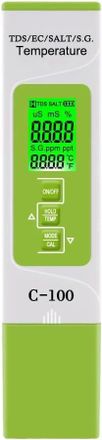 OEM Medidor Digital De Salinidad Tds/ec/salinidad/densidad Espec&iacute;fica/temperatura, 5 En 1, Color Verde, Para Piscinas