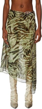 Diesel Womens O Stent Animal Patterned Midi Wrap Skirt in Multicolor - Multicolour - Size 4 UK
