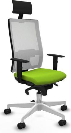 Piqueras y Crespo Piqueras Y Crespo - Horna sincro malla blanca similpiel pistacho brazos 1D base blanca cabecero fijo ruedas 65mm nailon