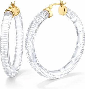 Gold & Honey Womens Instyle Lucite Hoop Earrings In Clear