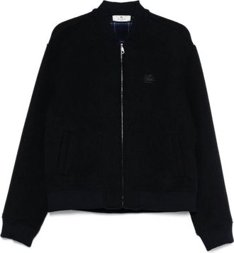 Etro Wollen bomberjack met Pegaso-borduursel - Heren - Bomber jackets - Blauw - XL - Wol - Jassen