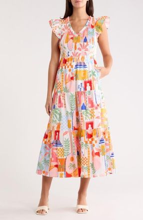 Sugarlips Vesper Sunfire Maxi Dress in Orange-Pink-White at Nordstrom, Size X-Large