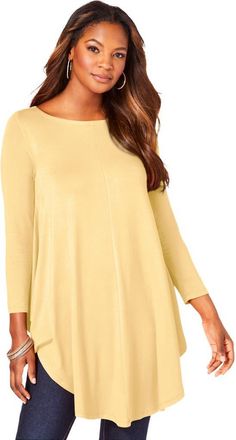 Roaman's Plus Size Boatneck Swing Ultra Drape Tunic Top in Banana at Nordstrom, Size 32