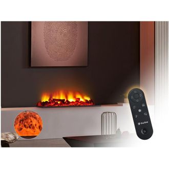 Purline Chimenea Decorativa Con Llama Simulada Y Le&ntilde;os Negro