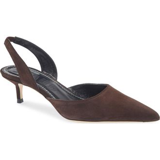 Staud Sebastian Slingback Pointed Toe Kitten Heel Pump in Espresso at Nordstrom, Size 10.5Us