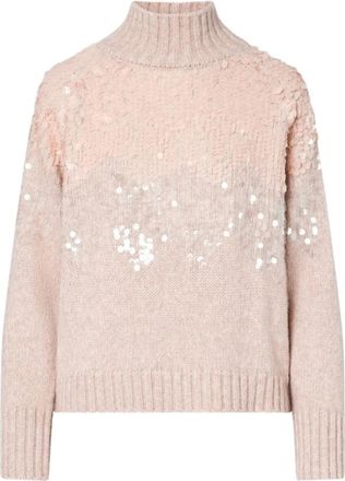 Liu Jo Wolmix coltrui met strass - Dames - Coltruien - Roze - M - Wol - Truien & Vesten