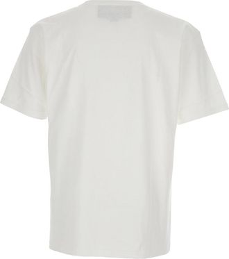 Valentino Mens White Cotton Crewneck T-Shirt With Front Print T-Shirts And Polos