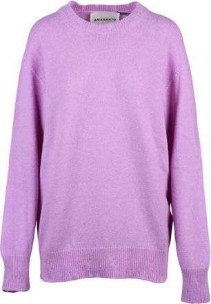 Amaranto Maglia Over Girocollo - Dames - Ronde hals truien - Paars - S - Wol - Truien & Vesten