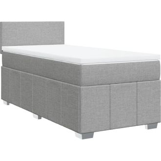 vidaXL Cama Box Spring Con Colch&oacute;n Tela Gris Claro 90x200 Cm Vidaxl