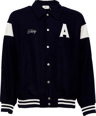 Autry Luster Blue Sporty Metallic Button Wool Jacket
