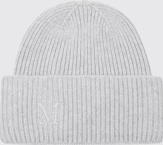Max Mara Ribbed Wool Beanie Hat with Jacquard Logo and Cuff