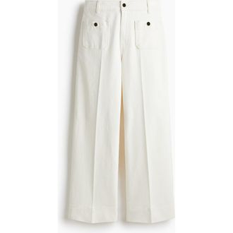 H&M Wide High Ankle Jeans in White at Nordstrom, Size 18