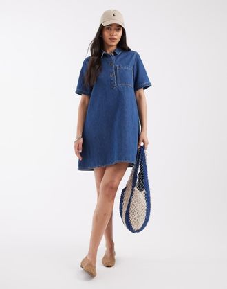 Jack & Jones Vestito corto in denim blu medio