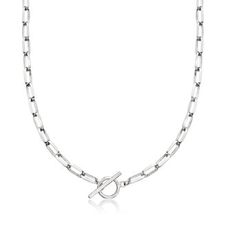 Ross-Simons Sterling Silver Paper Clip Link Toggle Necklace