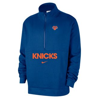 Nike New York Knicks Club Courtside Nike Mens NBA 1/2-Zip Top in Blue | FZ7721-495