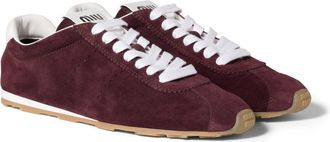 Miu Miu Plume Suede Sneakers, Woman, Burgundy, Size 35,5