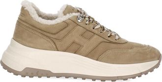 Hogan Beige Leather Fur-Lined Sneakers