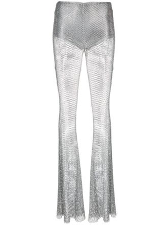 Giuseppe Di Morabito fishnet palazzo trousers - Silver