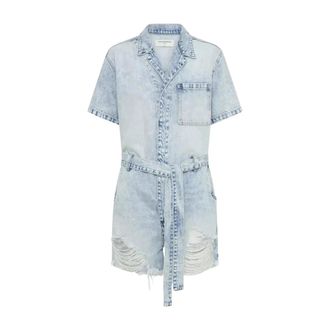 One Teaspoon Blauwe Denim Jumpsuit Distressed Button-Up - Dames - Playsuits - Blauw - XS - Denim - Jumpsuits & Playsuits