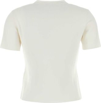 Max Mara Womens White Viscose Blend Adelio T-Shirt Bianco Exterior: Nylon T-shirts And Polos