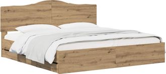 vidaXL Bed Frame With Storage And Headboard Artisan Oak 180 X 200 Cm Vidaxl