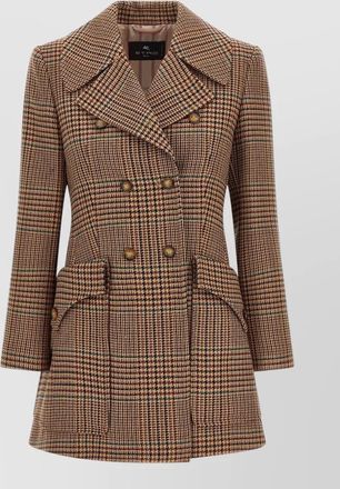 Etro wool checked double-breasted coat