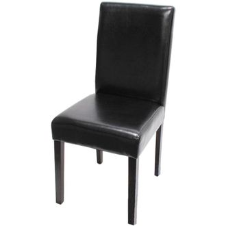 Hhg Sedia Littau pelle soggiorno cucina sala da pranzo 43x56x90cm nero piedi scuri