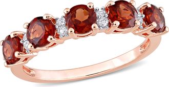 Mimi & Max 1 3/5 CT TGW Garnet and White Topaz Semi Eternity Ring in Rose Plated Sterling Silver