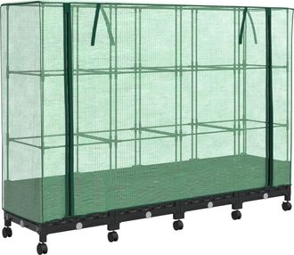 vidaXL Maceta De Jard&iacute;n Con Cubierta De Invernadero Y Ruedas 4 Uds. Pp Vidaxl