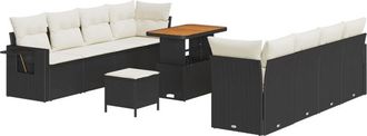 vidaXL Garden Sofa Set with Storage 11 pcs Black Poly rattan Vidaxl