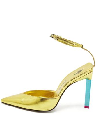 The Attico pointed-toe ankle-strap pumps - Gold