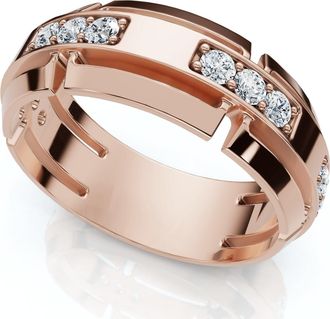 Pompeii3 Mens 1/2Ct 7mm Wide Interlocked Diamond Wedding Ring 14k Gold Lab Grown