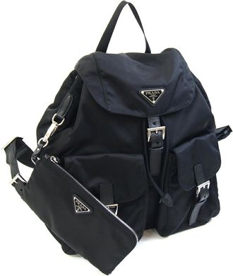 Prada Black Nylon Leather Backpack (Pre-Owned)