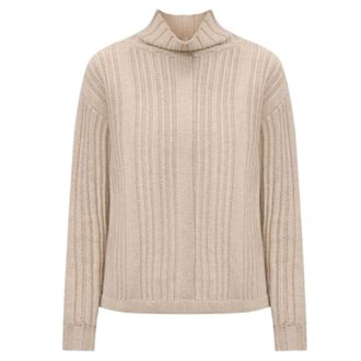 Max Mara Vitalba Polokraag Trui - Dames - Coltruien - Beige - S - Wol - Truien & Vesten