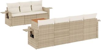 vidaXL Vidaxl - Juego De Sof&aacute;s De Jard&iacute;n Con Cojines Beige 8 Pzas Rat&aacute;n Pe