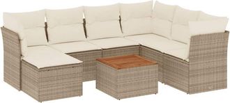 vidaXL Vidaxl - Juego De Sof&aacute;s De Jard&iacute;n Con Cojines Beige 8 Pzas Rat&aacute;n Pe