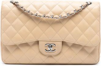 Chanel Borsa a spalla Double Flap Jumbo in pelle Caviar 2010-2011 - Marrone